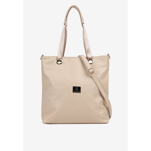 Beżowa Torebka Shopperka z Metalicznymi Wstawkami Lanastiela ze sklepu born2be.pl w kategorii Torby Shopper bag - zdjęcie 181968432