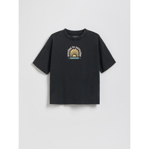 Reserved - Bawełniany t-shirt oversize - czarny ze sklepu Reserved w kategorii T-shirty chłopięce - zdjęcie 181970114