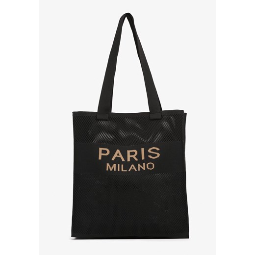 Czarna Torebka Shopperka z Tłoczonej Tkaniny Salarea ze sklepu born2be.pl w kategorii Torby Shopper bag - zdjęcie 181970340