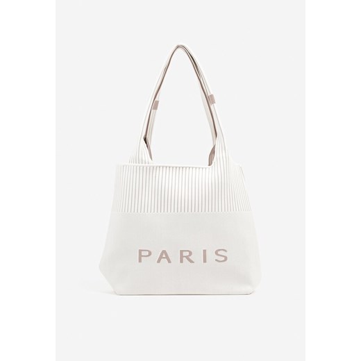 Biała Szydełkowa Torebka Shopper o Trapezowym Kształcie Saliatria ze sklepu born2be.pl w kategorii Torby Shopper bag - zdjęcie 181970343