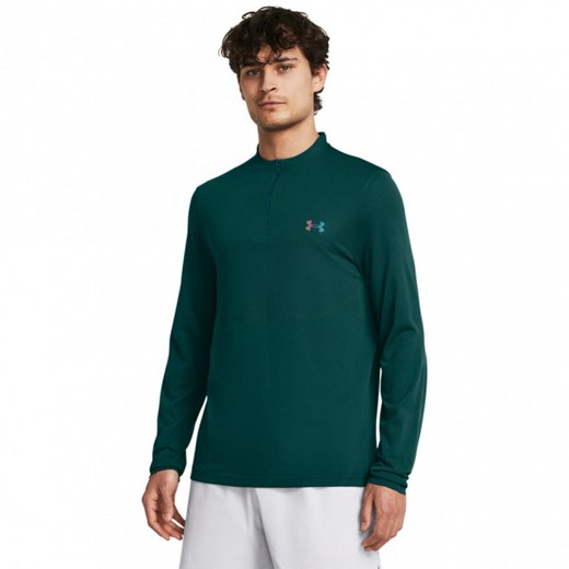 Męski longsleeve treningowy Under Armour Vanish Elite Seamless 1/4 Zip - zielony ze sklepu Sportstylestory.com w kategorii T-shirty męskie - zdjęcie 181970553