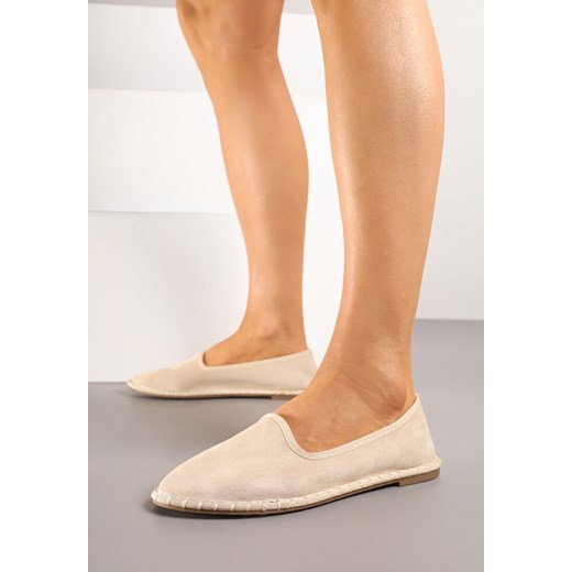 Beżowe Espadryle Balerinki z Ozdobnymi Przeszyciami Firavione ze sklepu born2be.pl w kategorii Espadryle damskie - zdjęcie 181972932