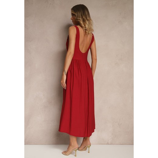 Bordowa Rozkloszowana Sukienka z Wiskozy Milunisa Renee S renee.pl