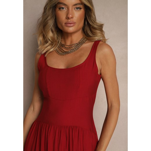 Bordowa Rozkloszowana Sukienka z Wiskozy Milunisa Renee S renee.pl