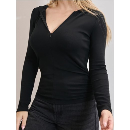 Sinsay - Bluza hoodie z zamkiem - czarny ze sklepu Sinsay w kategorii Bluzy damskie - zdjęcie 181975773