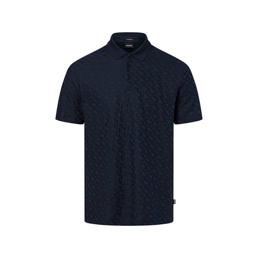 BOSS Męska koszulka polo - H-Pack 80 Mężczyźni Bawełna granatowy wypukły wzór tkaniny ze sklepu vangraaf w kategorii T-shirty męskie - zdjęcie 181981083