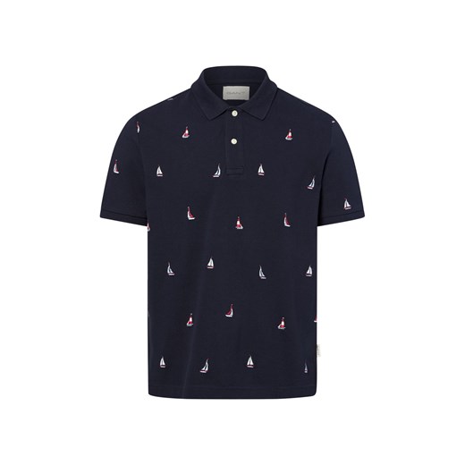 Gant Męska koszulka polo Mężczyźni Bawełna granatowy wzorzysty ze sklepu vangraaf w kategorii T-shirty męskie - zdjęcie 181981091