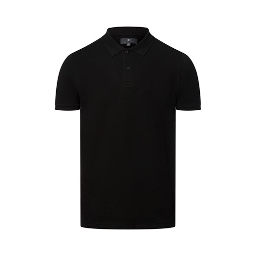 Nils Sundström Męska koszulka polo Mężczyźni Bawełna czarny jednolity ze sklepu vangraaf w kategorii T-shirty męskie - zdjęcie 181981142