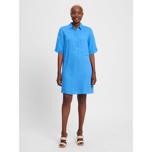 Marie Lund Damska sukienka lniana Kobiety len niebieski jednolity Marie Lund 40 vangraaf