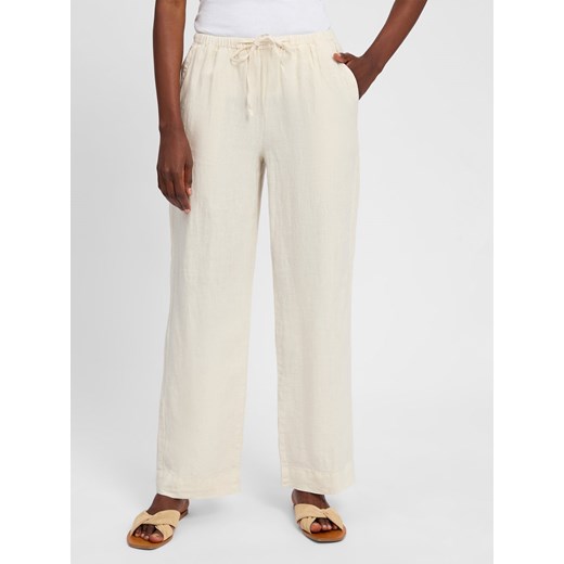 Marc O'Polo Lniane spodnie Kobiety len écru jednolity ze sklepu vangraaf w kategorii Spodnie damskie - zdjęcie 181981343