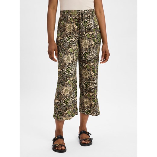 soyaconcept® Damskie spodnie materiałowe - SC-Rosine 3-C Kobiety wiskoza khaki wzorzysty ze sklepu vangraaf w kategorii Spodnie damskie - zdjęcie 181981350
