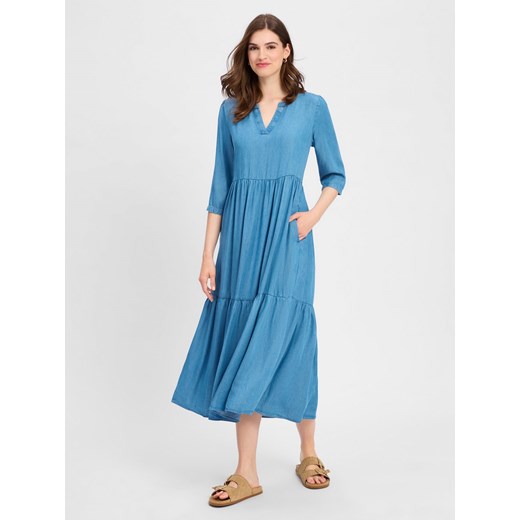 Marie Lund Sukienka damska Kobiety Lyocell niebieski jednolity Marie Lund 38 wyprzedaż vangraaf