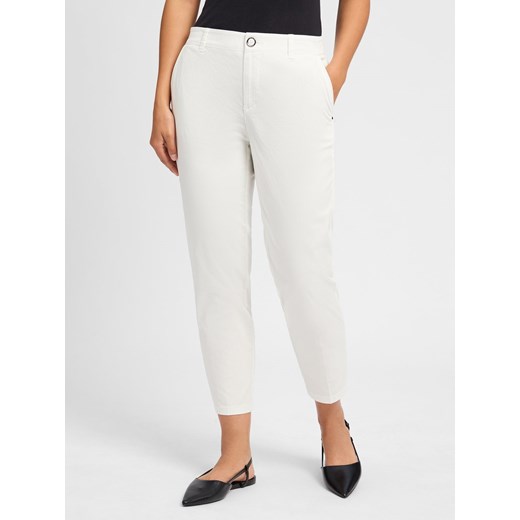 Street One Damskie spodnie materiałowe Kobiety Bawełna biały jednolity ze sklepu vangraaf w kategorii Spodnie damskie - zdjęcie 181981391
