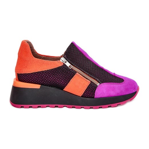 Skórzane Sneakersy Na Koturnie Maciejka 06853-15 Czarne ze sklepu ButyModne.pl w kategorii Buty sportowe damskie - zdjęcie 181984961