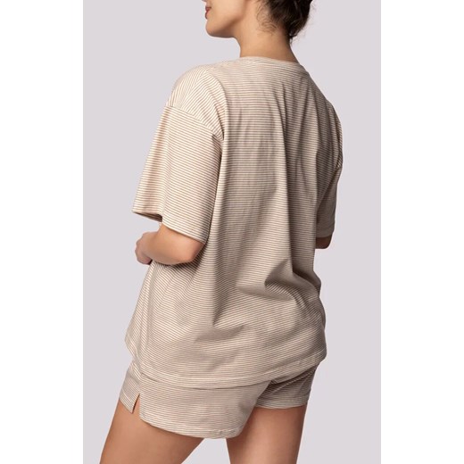 Mona bawełniana piżama damska ecru Stripe Short Sleeve, Kolor ecru, Rozmiar L, Mona ze sklepu Primodo w kategorii Piżamy damskie - zdjęcie 181986564