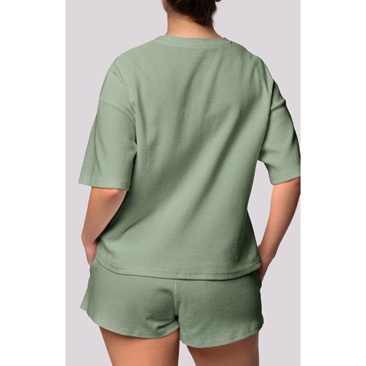 Mona bawełniana piżama damska pistacjowa Cozy Short Sleeve Plus Size, Kolor pistacjowy, Rozmiar 2XL, Mona ze sklepu Primodo w kategorii Piżamy damskie - zdjęcie 181986600