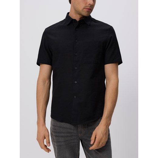 Reserved - Koszula regular z dodatkiem lnu - czarny Reserved L Reserved