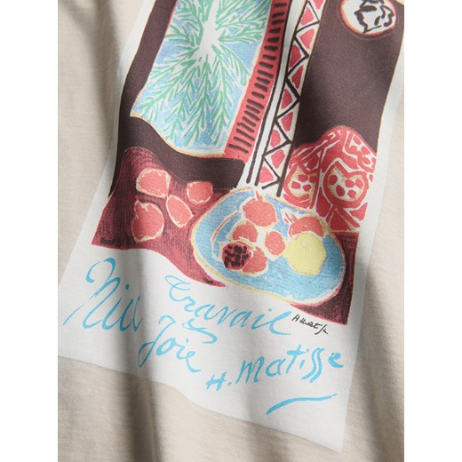 Reserved - Bawełniany t-shirt z nadrukiem - beżowy Reserved XXL Reserved