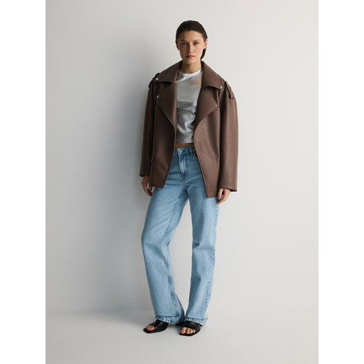 Reserved - Kurtka oversize z imitacji skóry - brązowy Reserved S wyprzedaż Reserved