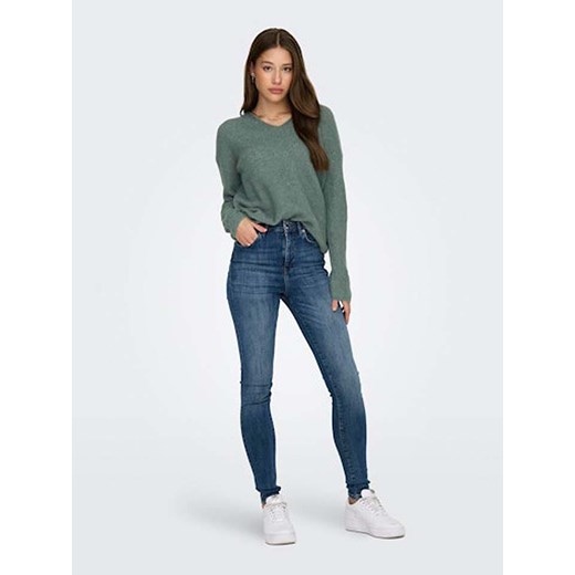 Sweter damski ONLY zielony z okrągłym dekoltem 