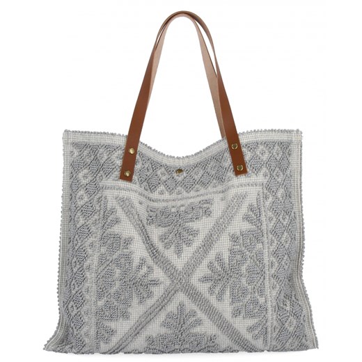 Włoska Torebka Shopper bag w Modne Wzory 5887 Jasno Szara ze sklepu PaniTorbalska w kategorii Torby Shopper bag - zdjęcie 181995150