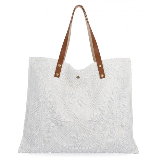 Włoska Torebka Shopper bag w Modne Wzory 5887 Biała ze sklepu PaniTorbalska w kategorii Torby Shopper bag - zdjęcie 181995260