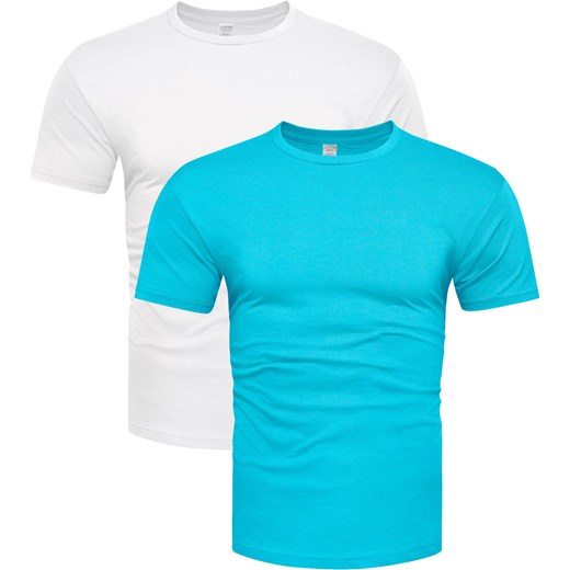 2-pak koszulek bawełnianych premium biały i niebieski Recea ze sklepu Recea.pl w kategorii T-shirty męskie - zdjęcie 181996822