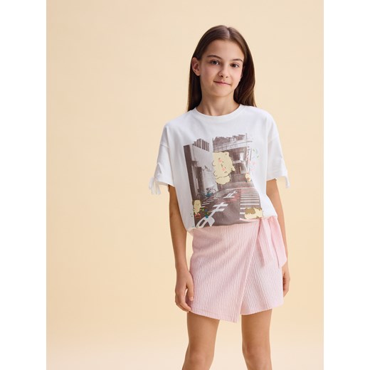 Reserved - Szorty z zakładką - pastelowy róż Reserved 122 (6-7 lat) Reserved