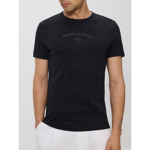 Reserved - T-shirt slim fit z nadrukiem - czarny ze sklepu Reserved w kategorii T-shirty męskie - zdjęcie 182000094