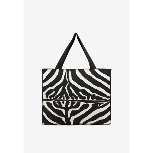 Czarno-Biała Prostokątna Torebka Shopperka w Zebrę Salaviella ze sklepu born2be.pl w kategorii Torby Shopper bag - zdjęcie 182000520