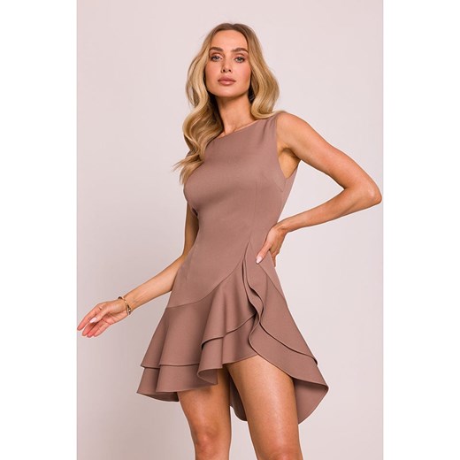 Sukienka asymetryczna bez rękawów mini z okrągłym dekoltem 