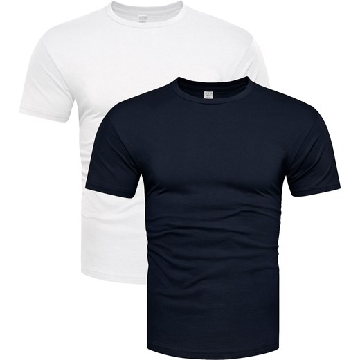 2-pak koszulek bawełnianych premium biały i granatowy Recea ze sklepu Recea.pl w kategorii T-shirty męskie - zdjęcie 182002973