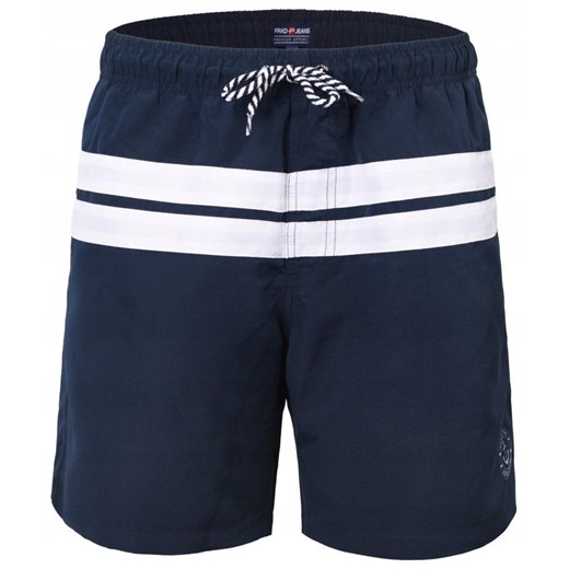 Spodenki Plażowe (Kąpielówki) - Pako Jeans - Granat, Biały Pas SPPJNSplazoweCORALgrbi ze sklepu JegoSzafa.pl w kategorii Kąpielówki - zdjęcie 182003083