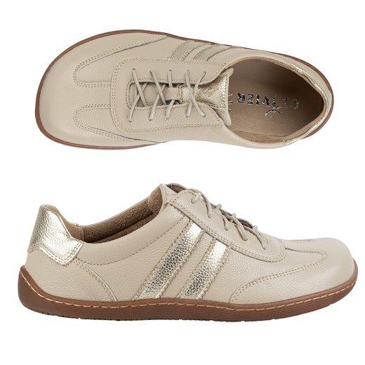 Buty BAREFOOT damskie skórzane minimalistyczne 1287 beżowe sneakersy ze sklepu butyolivier w kategorii Półbuty damskie - zdjęcie 182003583