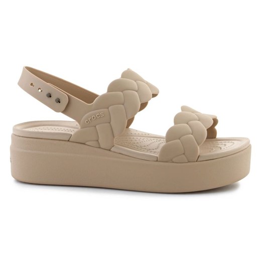 Sandały Crocs Brooklyn Woven Low Wedge 209977-212 beżowy ze sklepu ButyModne.pl w kategorii Sandały damskie - zdjęcie 182004123