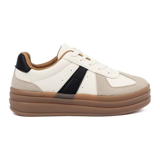 Shelvt Damskie buty sportowe beżowe beżowy ze sklepu ButyModne.pl w kategorii Buty sportowe damskie - zdjęcie 182004494