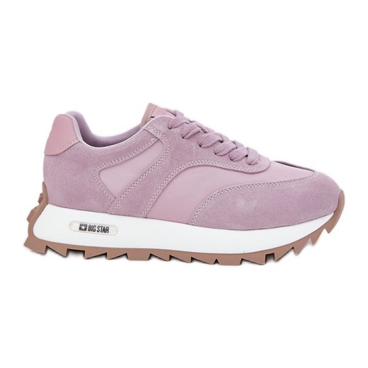 Zamszowe Sneakersy Na Platformie Damskie Big Star RR274900 HI-POLY System Fioletowe ze sklepu ButyModne.pl w kategorii Buty sportowe damskie - zdjęcie 182004582