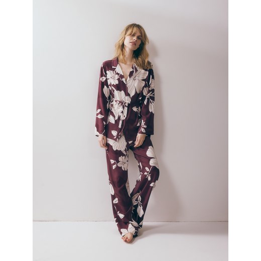 Reserved - Dwuczęściowa piżama z wiskozy - mahoniowy Reserved XS Reserved