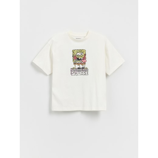 Reserved - T-shirt SpongeBob - złamana biel ze sklepu Reserved w kategorii T-shirty chłopięce - zdjęcie 182011690