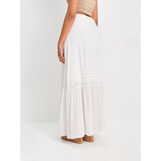 Sinsay - Spódnica maxi z falbaną - biały Sinsay L Sinsay