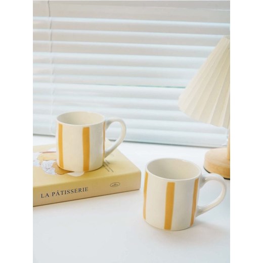 Sinsay - Porcelanowe kubki w paski 2 pack - żółty ze sklepu Sinsay w kategorii Kubki - zdjęcie 182012861