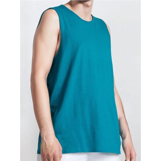 Sinsay - Bawełniany tank top - turkusowy ze sklepu Sinsay w kategorii T-shirty męskie - zdjęcie 182012874