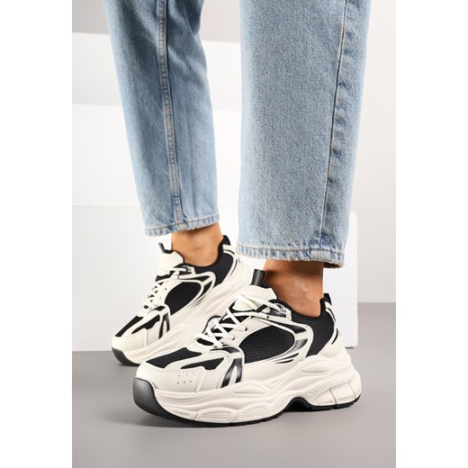 Beżowo-Czarne Sneakersy Vices na Grubej Podeszwie z Tłoczeniami Nativine ze sklepu born2be.pl w kategorii Buty sportowe damskie - zdjęcie 182013500