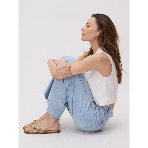 Reserved - Jeansy wide leg z przeszyciami - niebieski ze sklepu Reserved w kategorii Jeansy damskie - zdjęcie 182018072