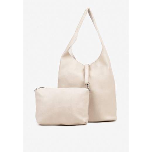 Beżowa Torebka z Saszetką i Metaliczną Ozdobą Tenarae ze sklepu renee.pl w kategorii Torby Shopper bag - zdjęcie 182020390
