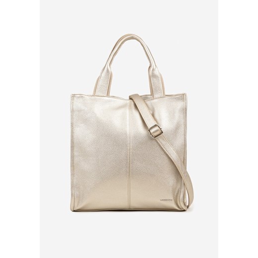 Złota Duża Torebka Shopper Tote z Regulowanym Paskiem Sorielleza ze sklepu renee.pl w kategorii Torby Shopper bag - zdjęcie 182020393