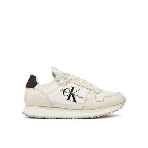 Sneakersy Calvin Klein Jeans Runner Sock Laceup Ml Lth YW0YW01616 Biały ze sklepu eobuwie.pl w kategorii Buty sportowe damskie - zdjęcie 182022223