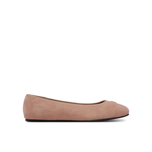 Baleriny Tommy Hilfiger Th Hardware Suede Ballerina FW0FW08655 Beżowy ze sklepu eobuwie.pl w kategorii Balerinki - zdjęcie 182022231