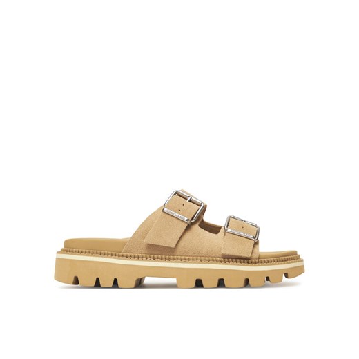 Klapki Tommy Jeans Tjw Double Strap Sandal Suede EN0EN02797 Brązowy ze sklepu eobuwie.pl w kategorii Klapki damskie - zdjęcie 182022993