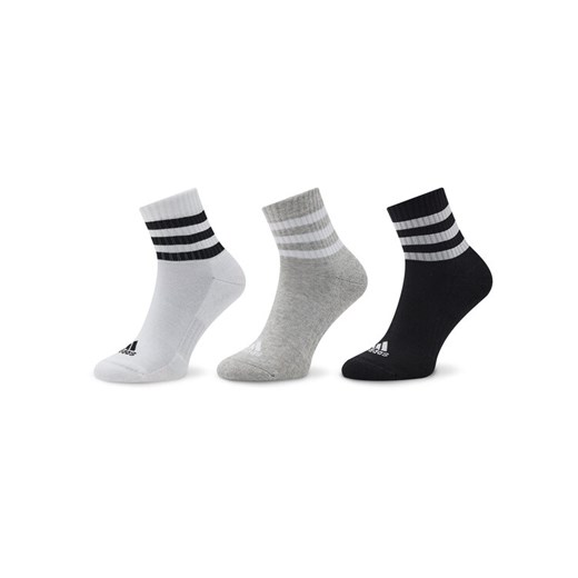 Skarpety Niskie Unisex adidas 3-Stripes Cushioned Sportswear Mid-Cut Socks 3 Pairs IC1318 Szary ze sklepu eobuwie.pl w kategorii Skarpetki dziecięce - zdjęcie 182023794